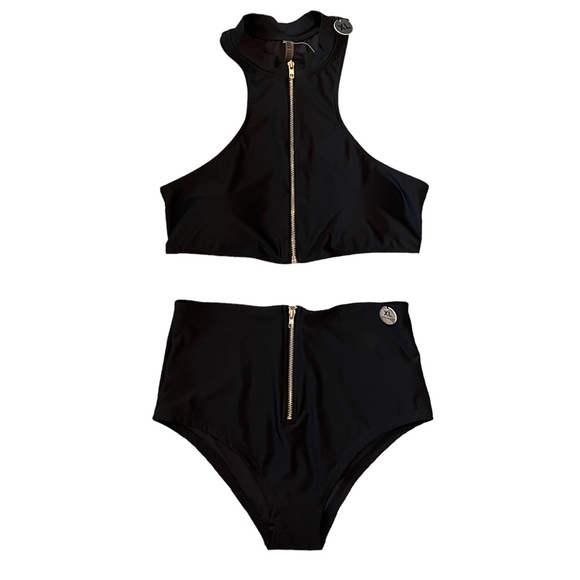 Forever 21 Other - Forever 21 High Waisted Two Piece Bikini Swimsuit Black Women’s Size XL NWT